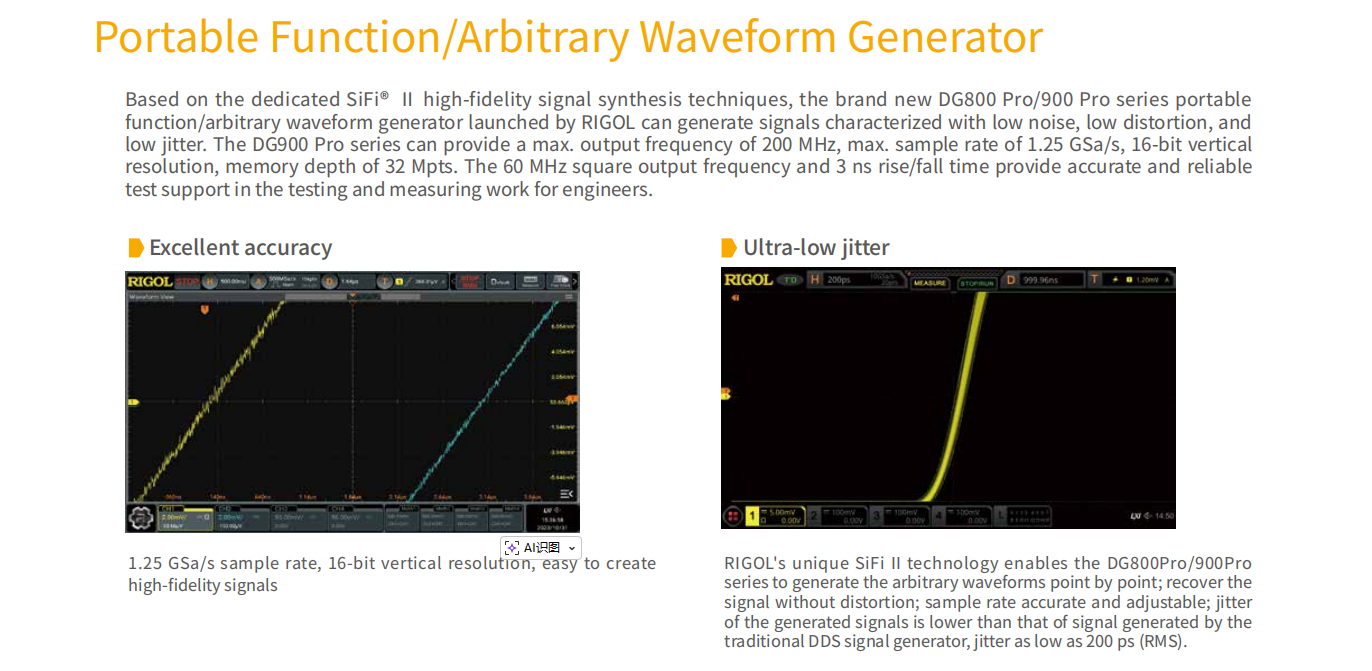 DG902 Pro 70MHz 1.25GSa/s 16-B - đánh giá và giá Function Arbitrary Waveform Generator