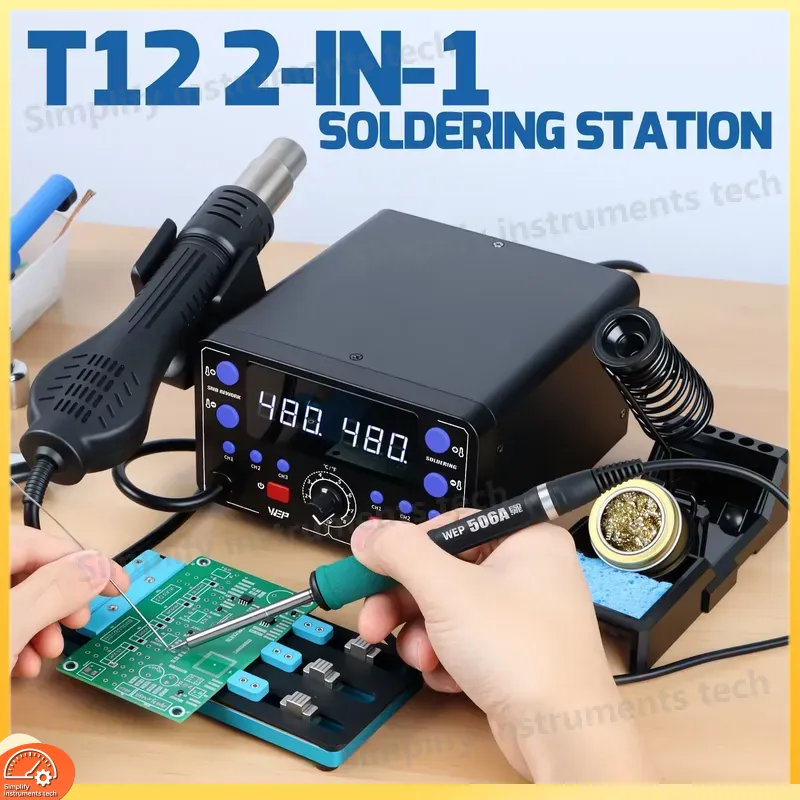 775W Soldering Station 2 in 1  - đánh giá và giá Hot Air Rework Station T12
