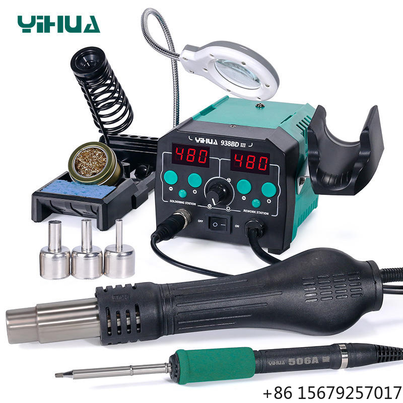YIHUA 938BD-III 775W 2 in 1 T1 - đánh giá và giá Hot Air Rework Station T12