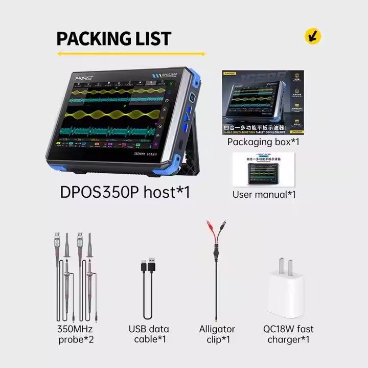 FNIRSI DPOS350P 4-IN-1 350MHz  - đánh giá và giá Signal Generator Spectrum Analyzer